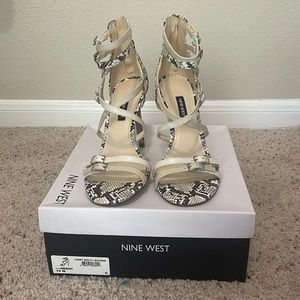 Nine West Imani Ivory multi leather snake sandal